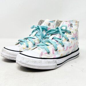 Girls Converse All Star High Top Sneakers White/Multi Unicorns Size‎ 12